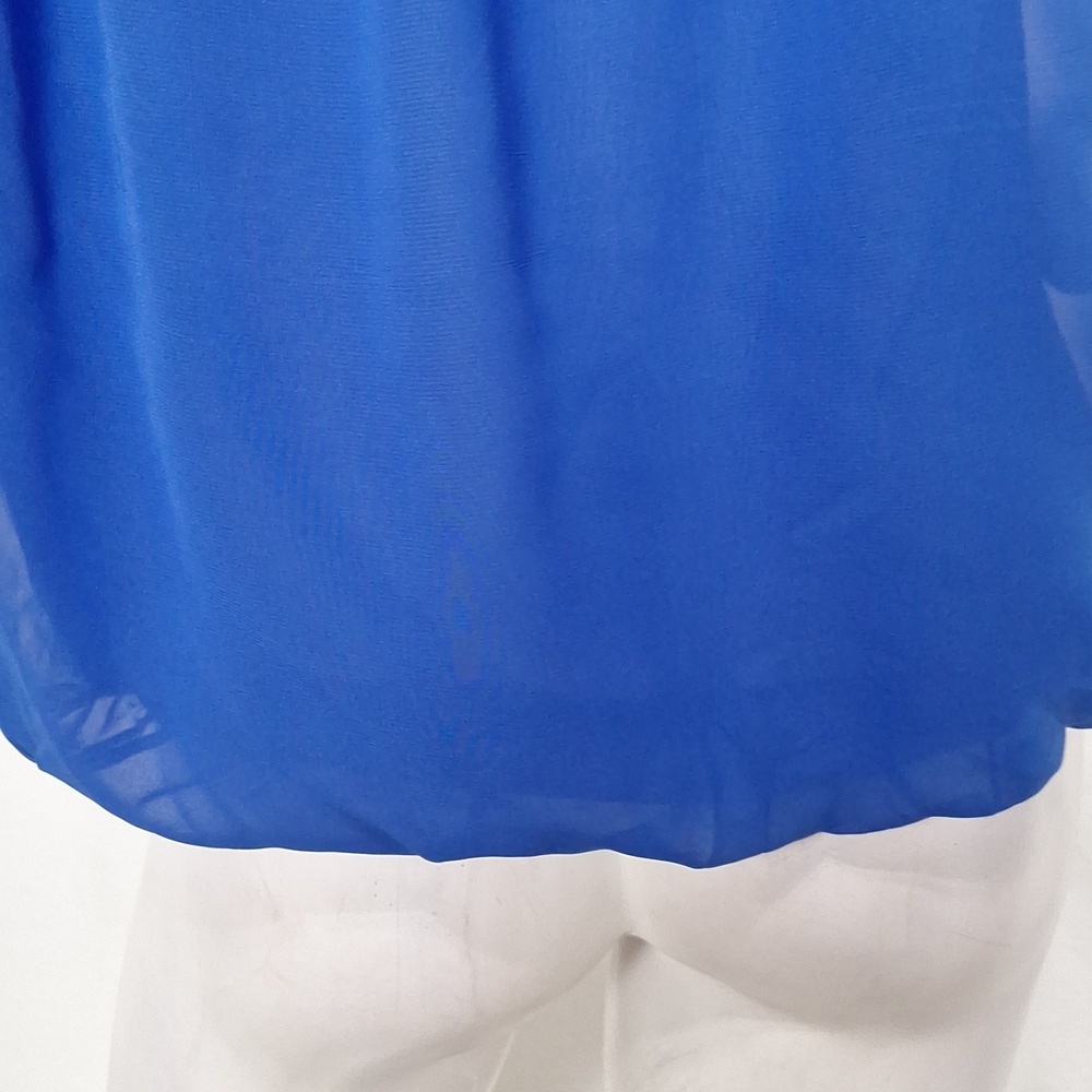 Max Studio “NEW” Blue V-Neck Surplice Front Gorpcore Sleeveless Blouse Size S - Picture 8 of 14